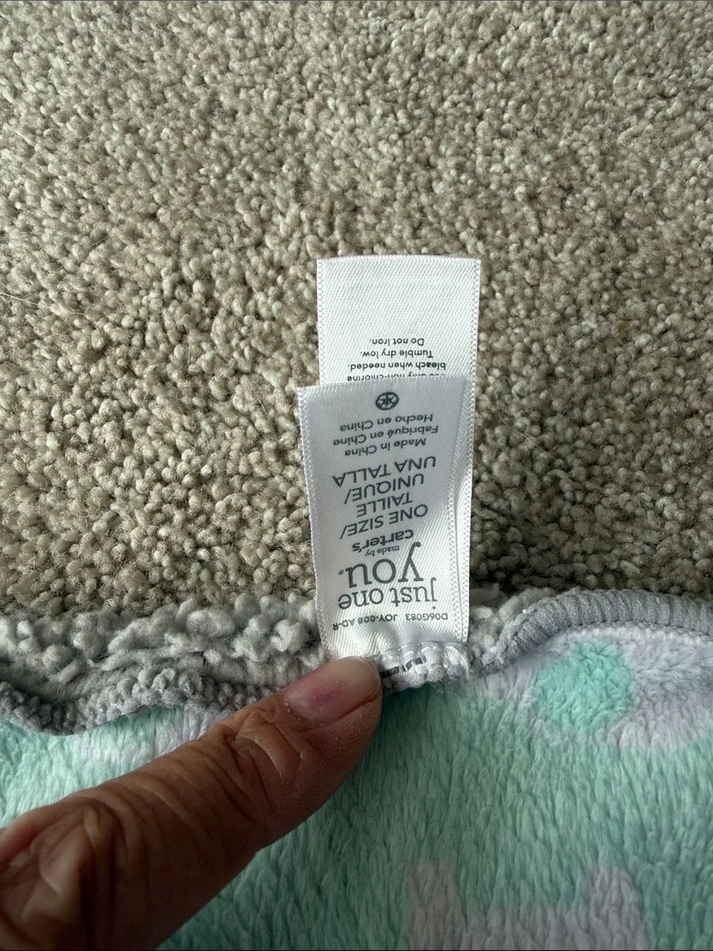 Carter's Just One You Elephant Mint Green Gray Baby Blanket